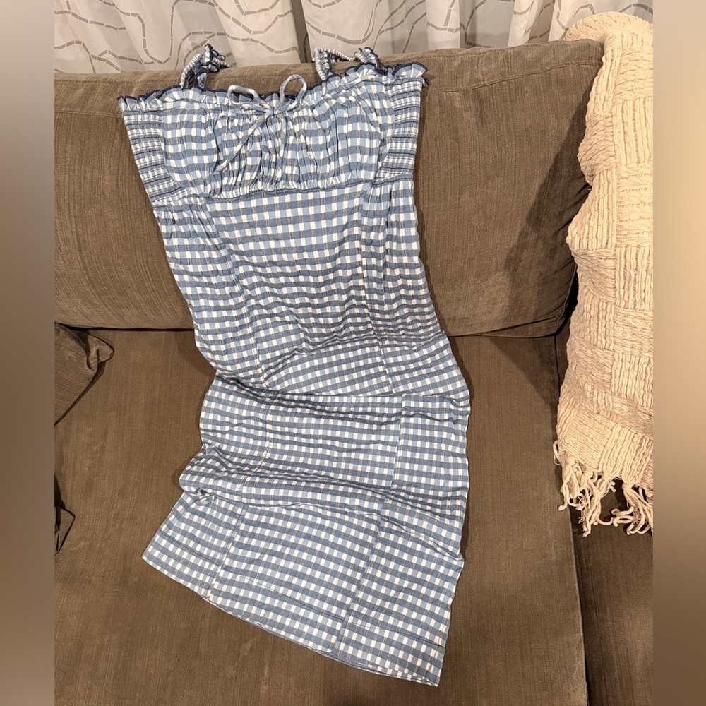 NWT Free People Lucinda Stretch Cotton Dress - Gingham Check - Sz Large - Picture 5 of 12